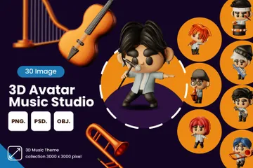 Estúdio de Música Avatar Pacote de Icon 3D