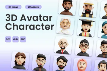 Personagem Avatar Pacote de Icon 3D