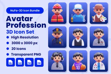 Profissão Avatar 3D Icon Pack