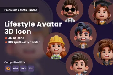Avatares de estilo de vida Pacote de Icon 3D