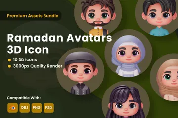 Avatares do Ramadã Pacote de Icon 3D