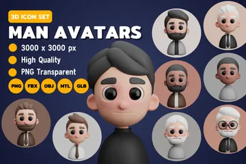 Avatares masculinos Pacote de Icon 3D