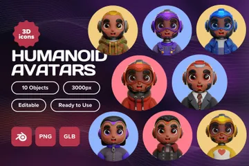 Avatars humanoïdes 3D Icon Pack