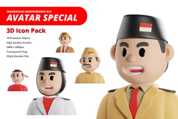 Spécial Avatars pour la Fête de l'Indépendance indonésienne Pack 3D Icon