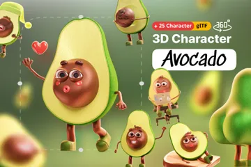Avocado Character 3D Illustration Pack