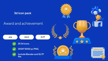 Award And Achievement. 3D Icon Pack