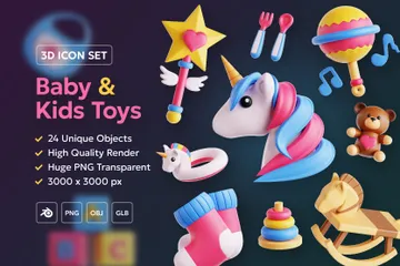 Baby And Kids Toys 3D Icon Pack