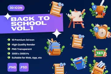 Back To School 3D Icon Pack