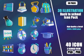 Back To School 3D Icon Pack