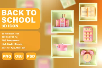 Back To School 3D Icon Pack