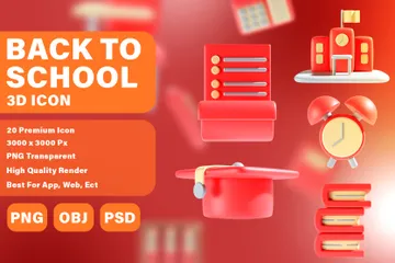 Back To School 3D Icon Pack