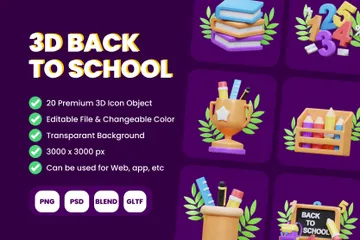 Back To School 3D Icon Pack