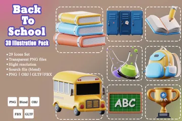 Back To School 3D Icon Pack