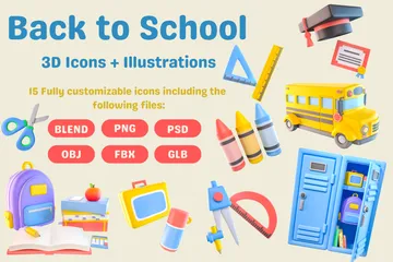 Back To School 3D Icon Pack