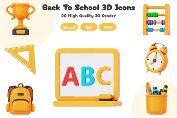 Back To School 3D Icon Pack