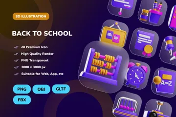 Back To School 3D Icon Pack