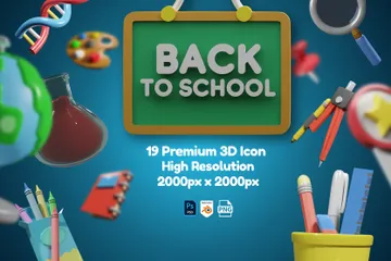 학교 교육으로 돌아가기 3D Icon 팩