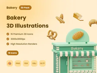 Bäckerei 3D Icon Pack