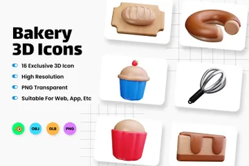 Bäckerei 3D Icon Pack