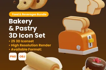 Bäckerei & Konditorei 3D Icon Pack