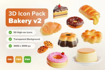 Bäckerei V2 3D Icon Pack