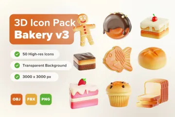 Bäckerei V3 3D Icon Pack