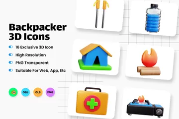 Rucksacktourist 3D Icon Pack