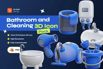 Badezimmer und Reinigung 3D Icon Pack