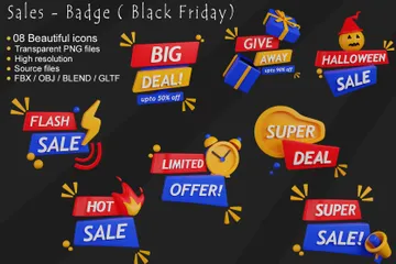 Badge de vente - Vente du Black Friday Pack 3D Icon