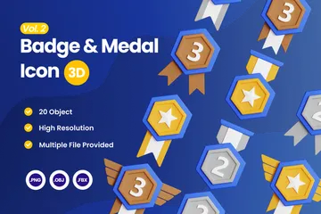 Badge & Medal Vol. 2 3D Icon Pack