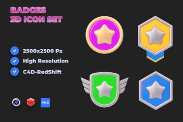 Badges 3D Icon Pack