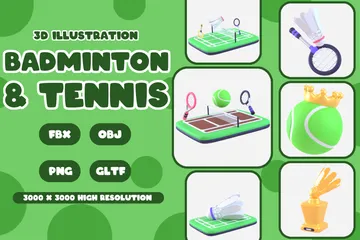 Bádminton y tenis Paquete de Icon 3D