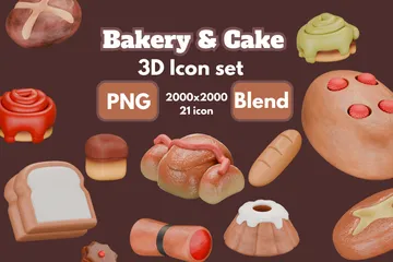 ベーカリー＆ケーキ 3D Iconパック