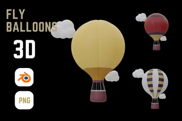 Balão de ar quente Pacote de Icon 3D