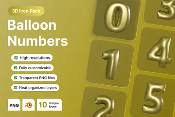 Ballon Gold Zahlen 3D Icon Pack