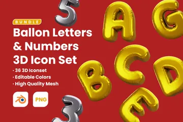 Ballon Letters & Numbers 3D Icon Pack