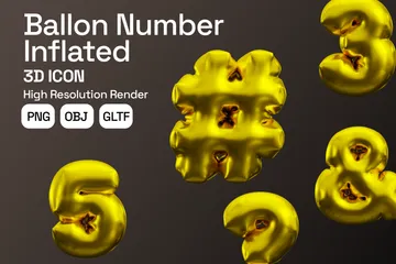 Numéro de ballon gonflé Pack 3D Icon