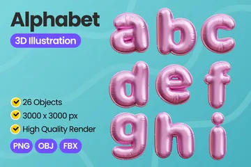 Balloon Alphabet 3D Icon Pack