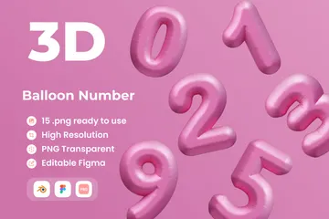 Balloon Number 3D Icon Pack