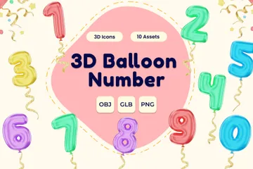 Balloon Numbers 3D Icon Pack