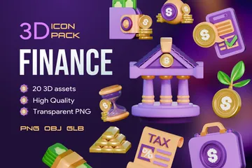 Banca financiera Paquete de Icon 3D