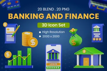 Bancos y finanzas 3D Icon Pack