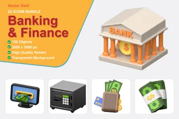 Bancos y finanzas Paquete de Icon 3D
