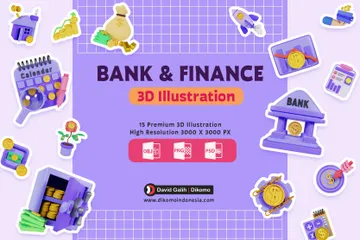 Banco y Finanzas Paquete de Icon 3D