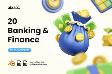 Banco e Finanças Pacote de Icon 3D