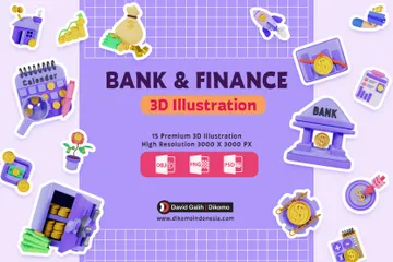 Banco e finanças Pacote de Icon 3D
