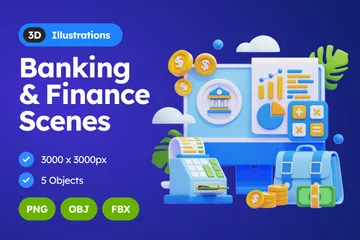 Banca e finanças Pacote de Illustration 3D