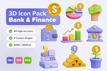 Banco e finanças Pacote de Icon 3D