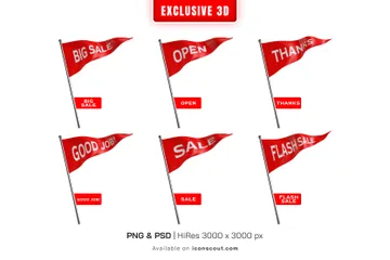Bandeira de promoção Pacote de Illustration 3D