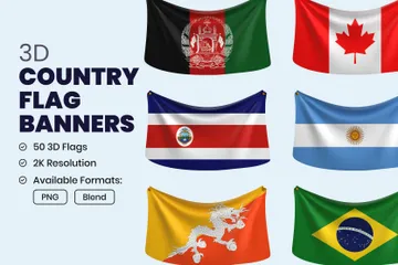 Bandeiras de países Pacote de Icon 3D